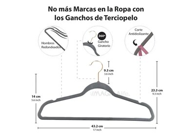 Foto 2 | Ganchos Xtellar Para Ropa De Terciopelo Premium - 50 Unidades - Diseño Dorado Giratorio De 360°, Antideslizant