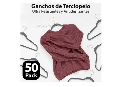 Foto 3 | Ganchos Xtellar Para Ropa De Terciopelo Premium - 50 Unidades - Diseño Dorado Giratorio De 360°, Antideslizant