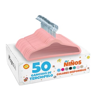 Foto 1 | Magmalife 50 Ganchos Infantiles De Terciopelo Rosa Claro 35 Cm Antideslizantes Con Gancho Giratorio