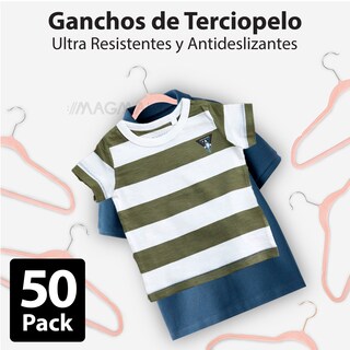 Foto 4 | Magmalife 50 Ganchos Infantiles De Terciopelo Rosa Claro 35 Cm Antideslizantes Con Gancho Giratorio
