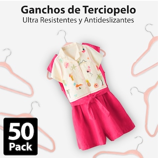 Foto 8 | Magmalife 50 Ganchos Infantiles De Terciopelo Rosa Claro 35 Cm Antideslizantes Con Gancho Giratorio
