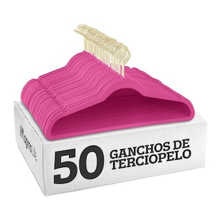 Foto 1 | Magmalife 50 Ganchos Para Ropa Terciopelo Fucsia Con Gancho Dorado Giratorio Y Antideslizante