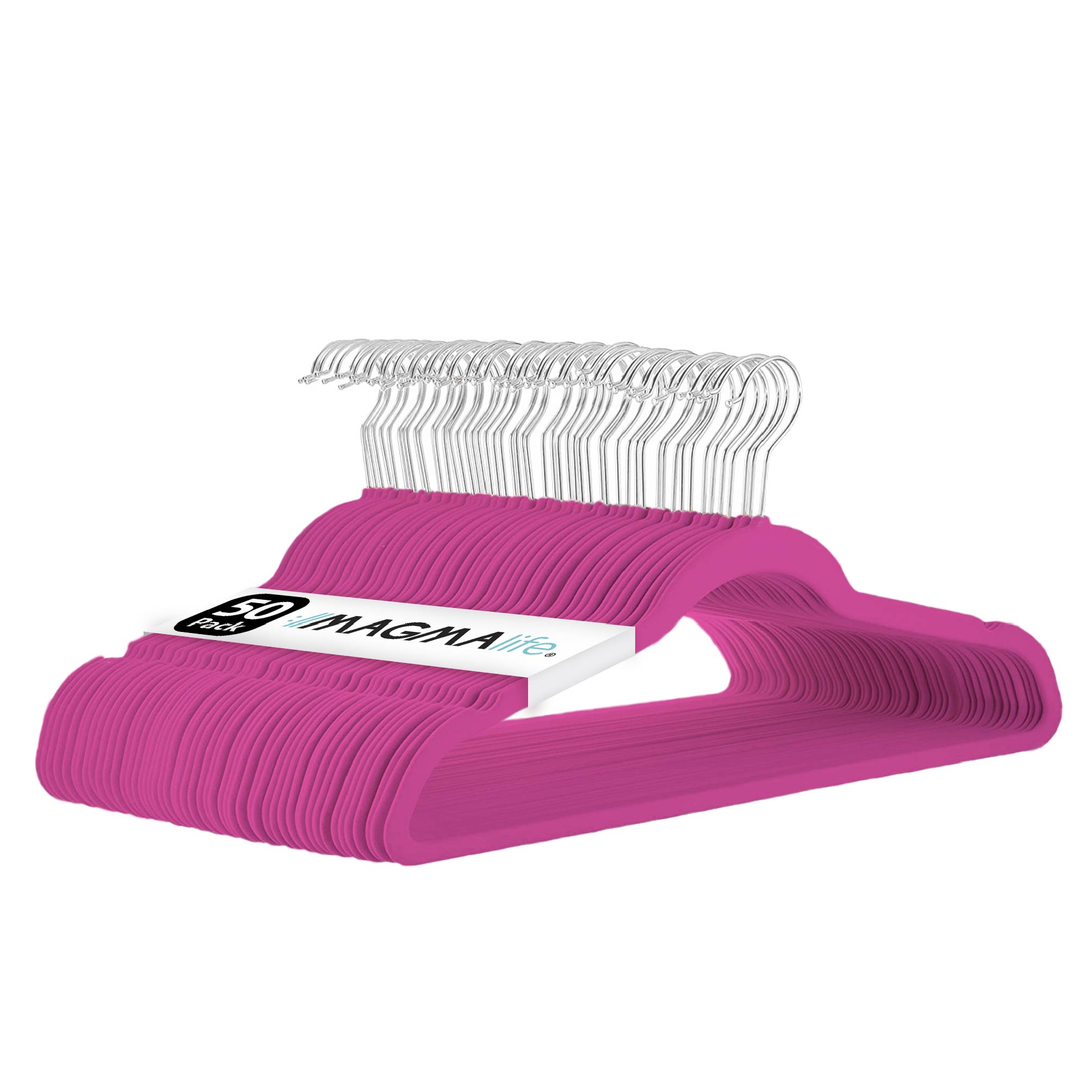 Foto 7 pulgar | Magmalife 50 Ganchos Para Ropa  Terciopelo Fucsia Con Gancho Dorado Giratorio Y Antideslizante