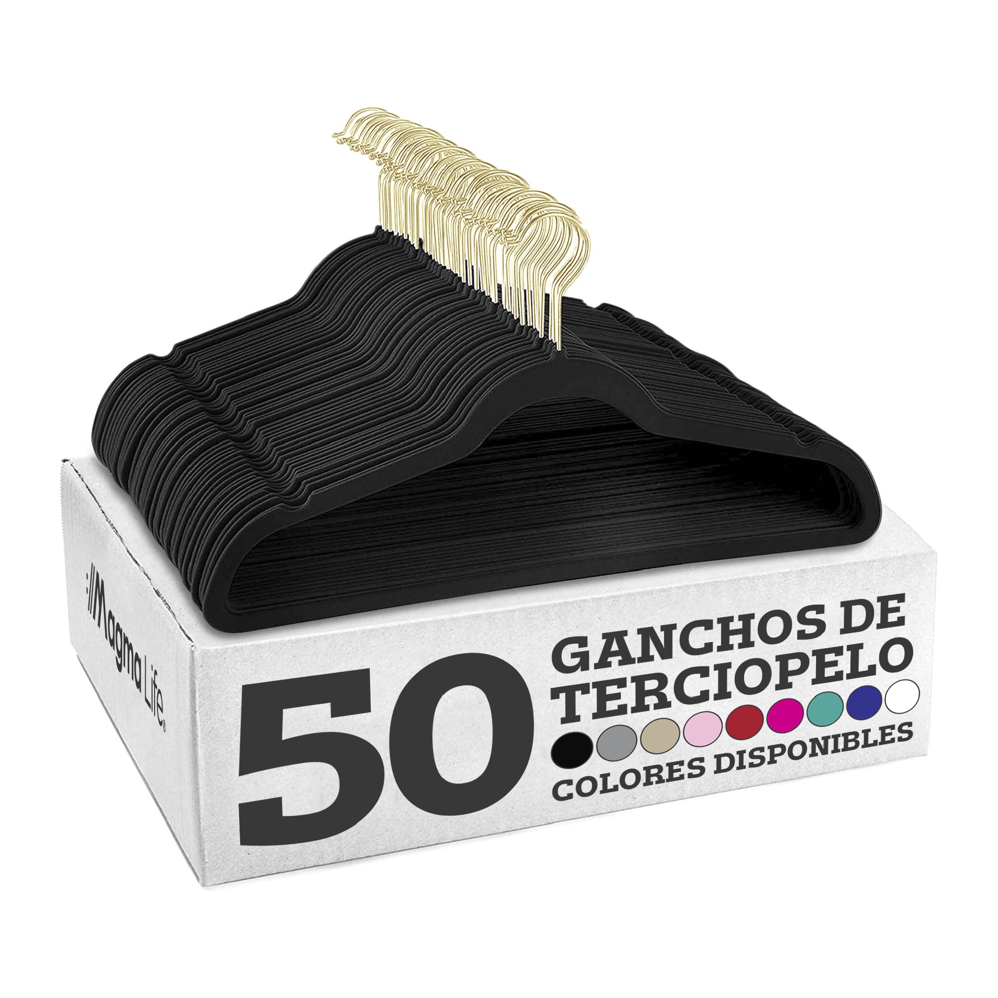 Foto 2 pulgar | Magmalife 50 Ganchos De Terciopelo Negro Con Gancho Dorado 360° Antideslizante