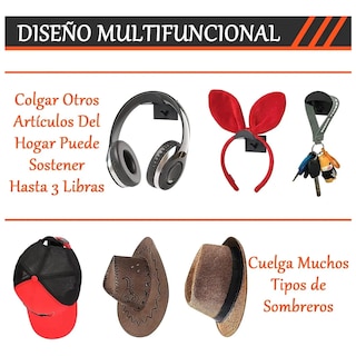 Foto 4 | Gancho Organizador De Gorras Para Pared 10 Piezas Lab.g Negro
