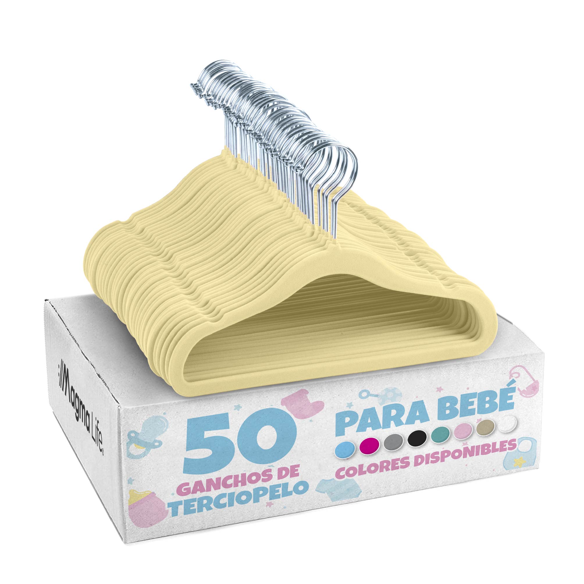 Foto 2 pulgar | Magmalife 50 Ganchos De Terciopelo Crema Para Bebé  29 Cm  Antideslizantes Con Gancho Giratorio