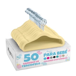 Foto 1 | Magmalife 50 Ganchos De Terciopelo Crema Para Bebé 29 Cm Antideslizantes Con Gancho Giratorio