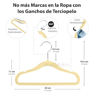 Foto 2 | Magmalife 50 Ganchos De Terciopelo Crema Para Bebé 29 Cm Antideslizantes Con Gancho Giratorio