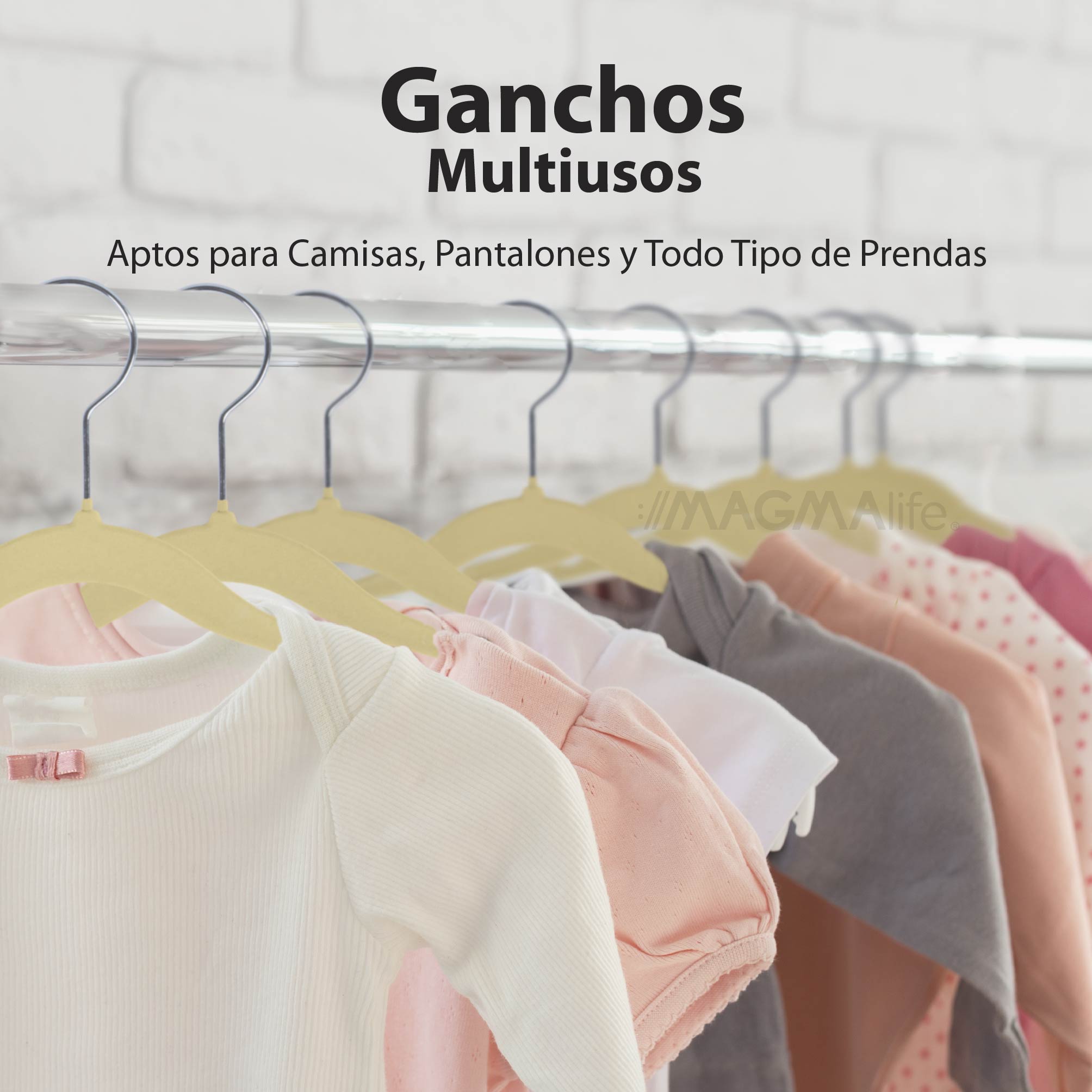Foto 6 pulgar | Magmalife 50 Ganchos De Terciopelo Crema Para Bebé  29 Cm  Antideslizantes Con Gancho Giratorio