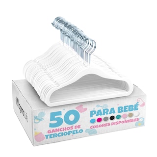 Foto 1 | Magmalife 50 Ganchos De Terciopelo Blanco Para Bebé 29 Cm Antideslizantes Con Gancho Giratorio