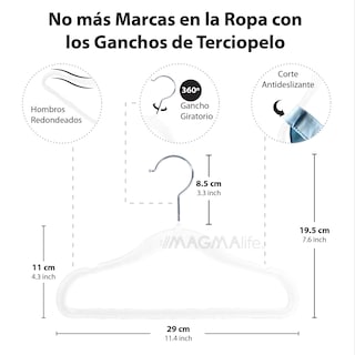 Foto 2 | Magmalife 50 Ganchos De Terciopelo Blanco Para Bebé 29 Cm Antideslizantes Con Gancho Giratorio