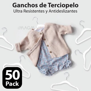 Foto 4 | Magmalife 50 Ganchos De Terciopelo Blanco Para Bebé 29 Cm Antideslizantes Con Gancho Giratorio