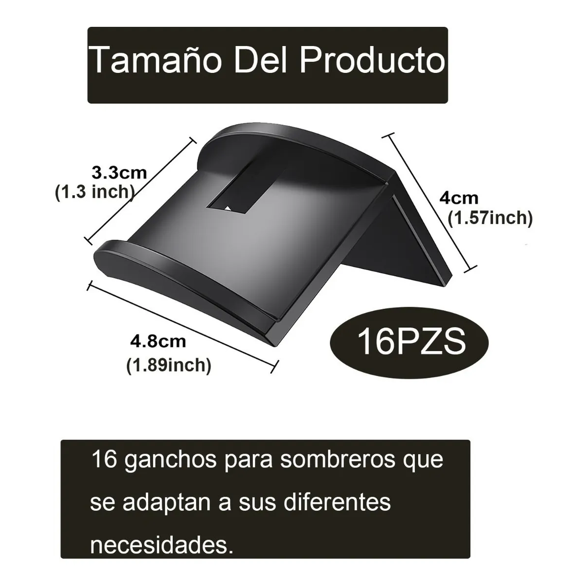 Foto 3 pulgar | Gancho Organizador De Gorras Para Pared  16 Pzs. Lab.g Negro