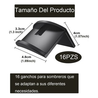Foto 2 | Gancho Organizador De Gorras Para Pared 16 Pzs. Lab.g Negro