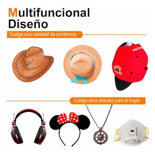 Foto 5 | 10 Gancho Organizador De Gorras Para Pared Percheros Porta Lab.g Negro