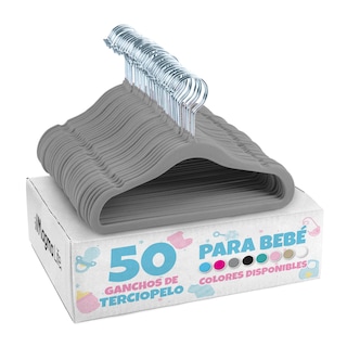 Foto 1 | Magmalife 50 Ganchos Para Ropa De Bebé Terciopelo Gris 29 Cm Con Gancho 360° Antideslizante