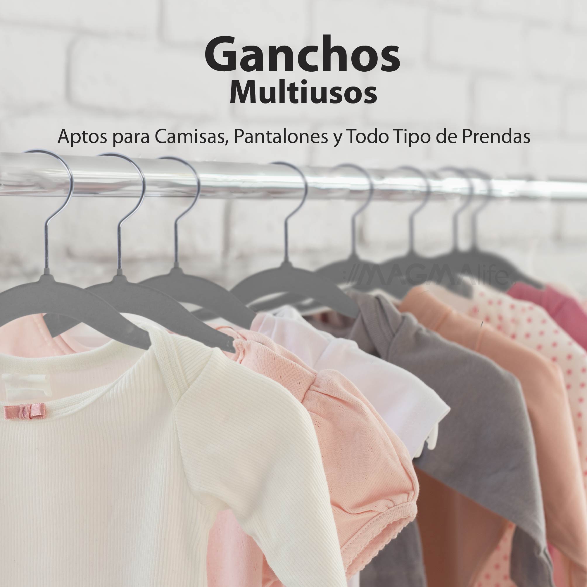 Foto 6 pulgar | Magmalife 50 Ganchos Para Ropa De Bebé  Terciopelo Gris  29 Cm  Con Gancho 360° Antideslizante