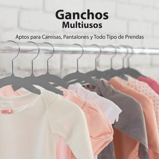 Foto 5 | Magmalife 50 Ganchos Para Ropa De Bebé Terciopelo Gris 29 Cm Con Gancho 360° Antideslizante