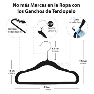 Foto 2 | Magmalife 50 Ganchos Para Ropa De Bebé Terciopelo Negro 29 Cm Con Gancho 360° Antideslizante