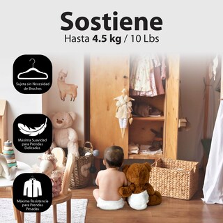 Foto 3 | Magmalife 50 Ganchos Para Ropa De Bebé Terciopelo Negro 29 Cm Con Gancho 360° Antideslizante