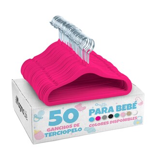 Foto 1 | Magmalife 50 Ganchos Para Ropa De Bebé Terciopelo Fucsia 29 Cm Con Gancho 360° Antideslizante