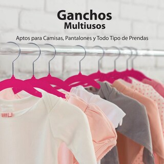 Foto 5 | Magmalife 50 Ganchos Para Ropa De Bebé Terciopelo Fucsia 29 Cm Con Gancho 360° Antideslizante