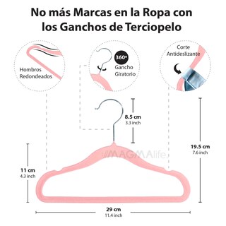 Foto 2 | Magmalife 50 Ganchos Para Ropa De Bebé Terciopelo Rosa Claro 29 Cm Con Gancho 360° Antideslizante
