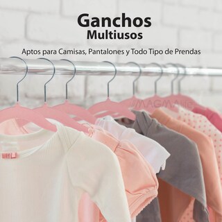 Foto 5 | Magmalife 50 Ganchos Para Ropa De Bebé Terciopelo Rosa Claro 29 Cm Con Gancho 360° Antideslizante