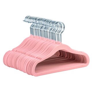 Foto 6 | Magmalife 50 Ganchos Para Ropa De Bebé Terciopelo Rosa Claro 29 Cm Con Gancho 360° Antideslizante