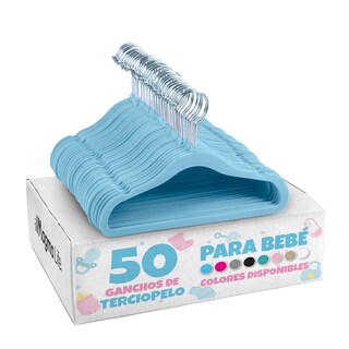 Foto 1 | Magmalife 50 Ganchos Para Ropa De Bebé Terciopelo Azul Claro 29 Cm Con Gancho 360° Antideslizante
