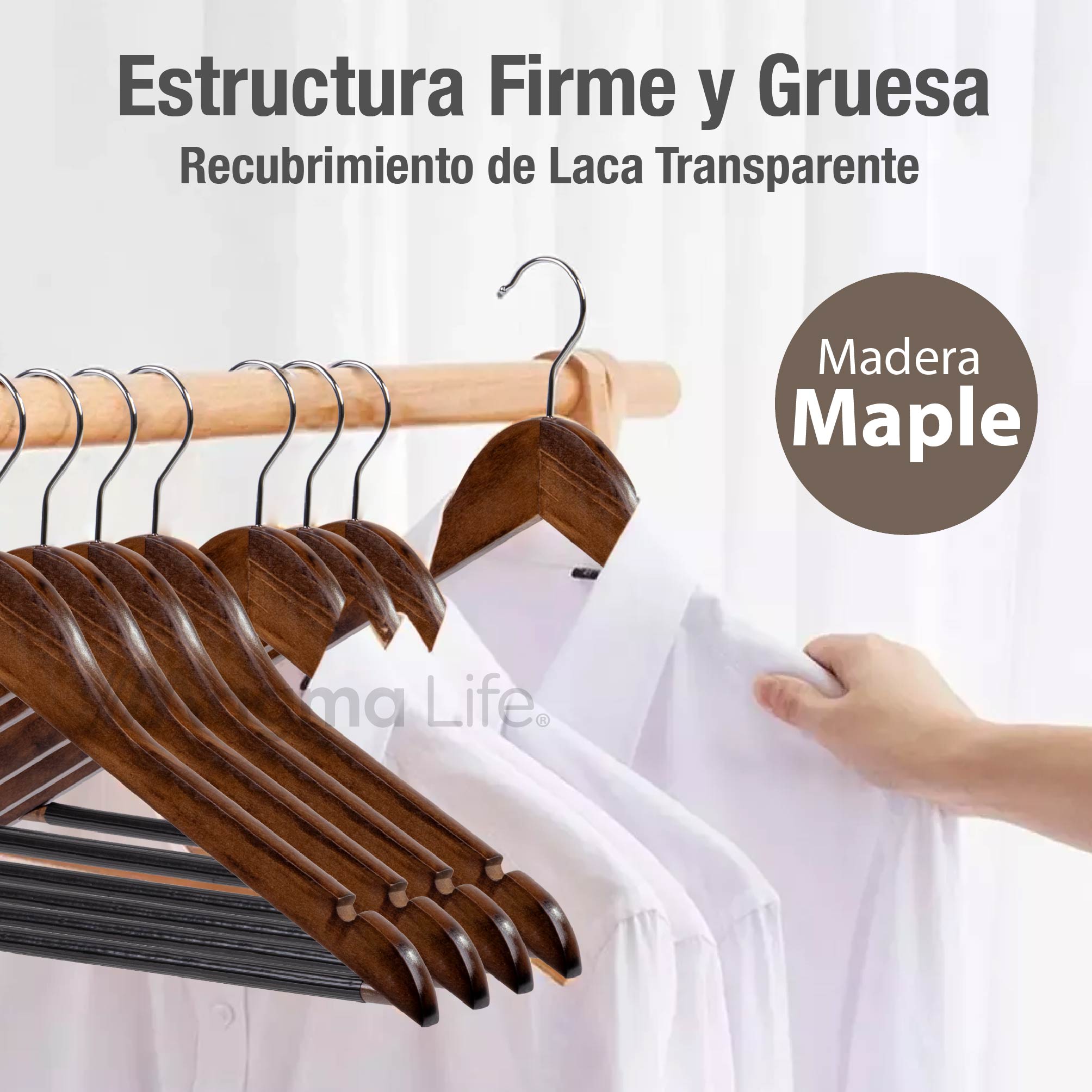 Foto 6 pulgar | Magma Life Set De 20 Ganchos De Madera Café  Elegantes Y Giratorios 360°