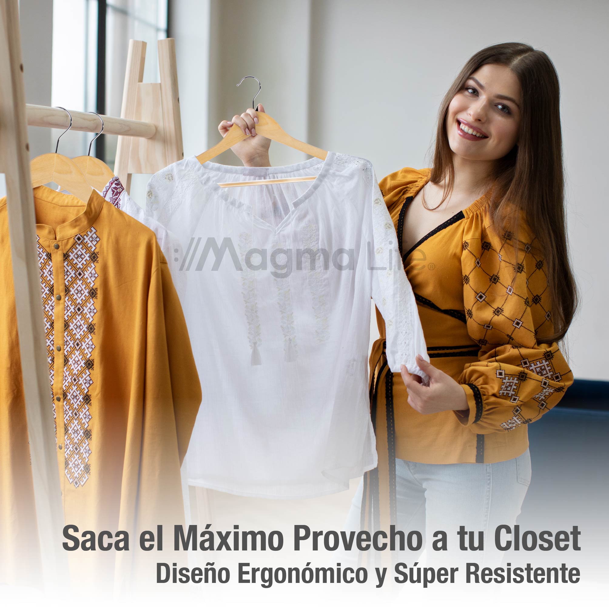 Foto 8 | Magma Life 20 Ganchos De Madera Para Ropa  Negro  Giratorios Y Evitan Deformación