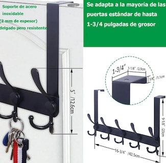 Foto 3 | Juego De 2 Percheros Xtellar De Acero Inoxidable Con 5 Ganchos Para Puerta - Elegancia Y Organización En Tus Espacios