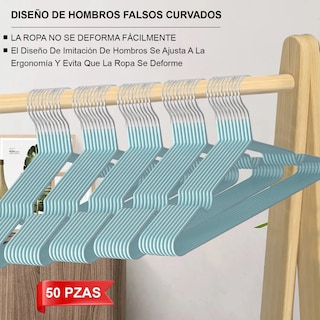 Foto 2 | Kit 50 Ganchos Para Ropa Antideslizantes Metalicos Perchas Ropa Eo Safe Imports Esi-20582 Azul