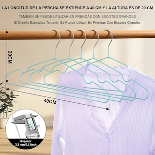 Foto 3 | Kit 50 Ganchos Para Ropa Antideslizantes Metalicos Perchas Ropa Eo Safe Imports Esi-20582 Azul