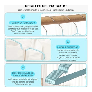 Foto 4 | Kit 50 Ganchos Para Ropa Antideslizantes Metalicos Perchas Ropa Eo Safe Imports Esi-20582 Azul