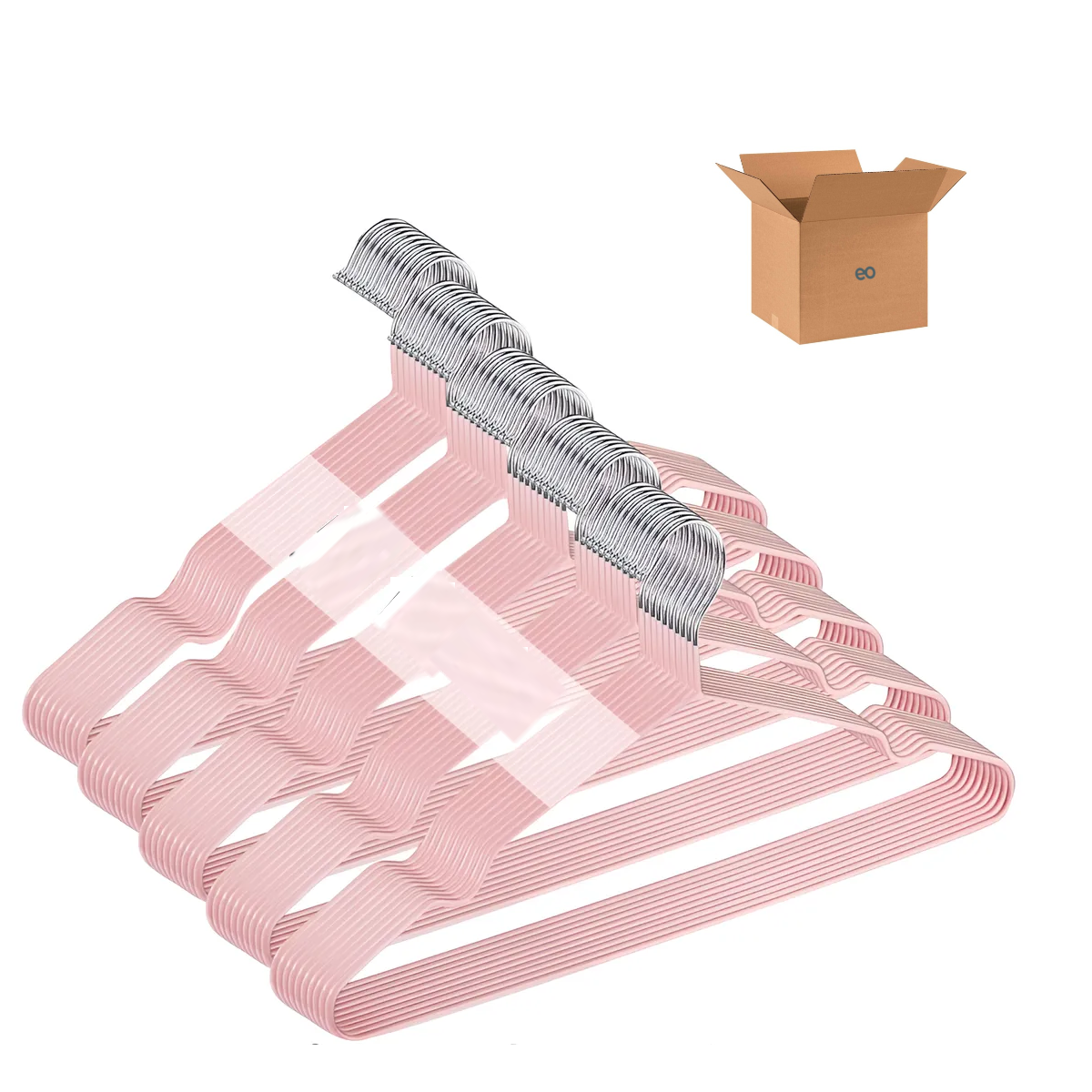 Foto 2 pulgar | Kit 50 Ganchos Para Ropa Antideslizantes Metalicos Perchas Ropa Eo Safe Imports Esi-20585 Rosa