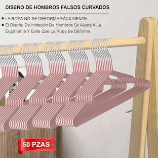 Foto 2 | Kit 50 Ganchos Para Ropa Antideslizantes Metalicos Perchas Ropa Eo Safe Imports Esi-20585 Rosa