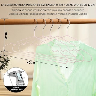 Foto 3 | Kit 50 Ganchos Para Ropa Antideslizantes Metalicos Perchas Ropa Eo Safe Imports Esi-20585 Rosa