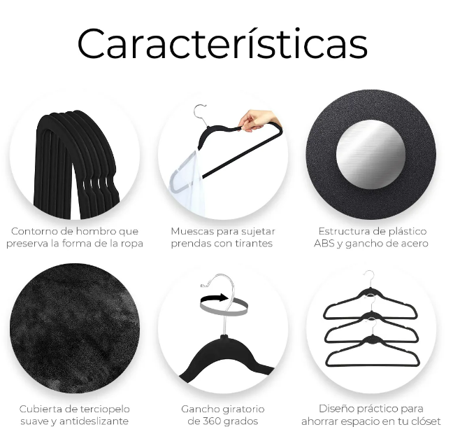 Foto 4 pulgar | Xtellar Ganchos De Terciopelo Premium Antideslizantes Para Ropa De Lujo  Paquete De 50