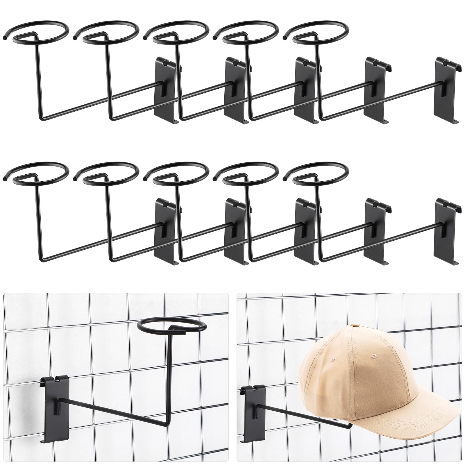 Foto 1 | Expositor De Sombreros Blulu Para Gridwall De Metal Para Sombreros Y Cascos  12 Unidades - Venta Internacional.
