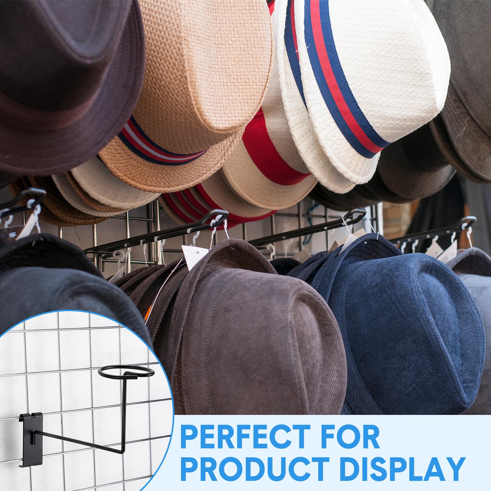 Foto 7 | Expositor De Sombreros Blulu Para Gridwall De Metal Para Sombreros Y Cascos  12 Unidades - Venta Internacional.