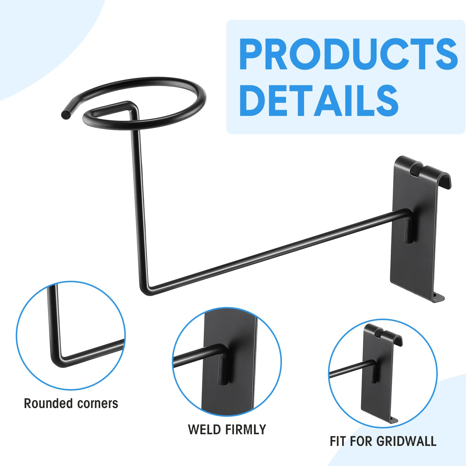 Foto 4 pulgar | Expositor De Sombreros Blulu Para Gridwall De Metal Para Sombreros Y Cascos  6 Unidades - Venta Internacional.