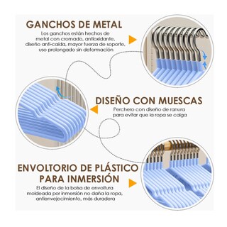 Foto 5 | 20 Ganchos Para Ropa Metálicos Organizador Ropa Belug Azul