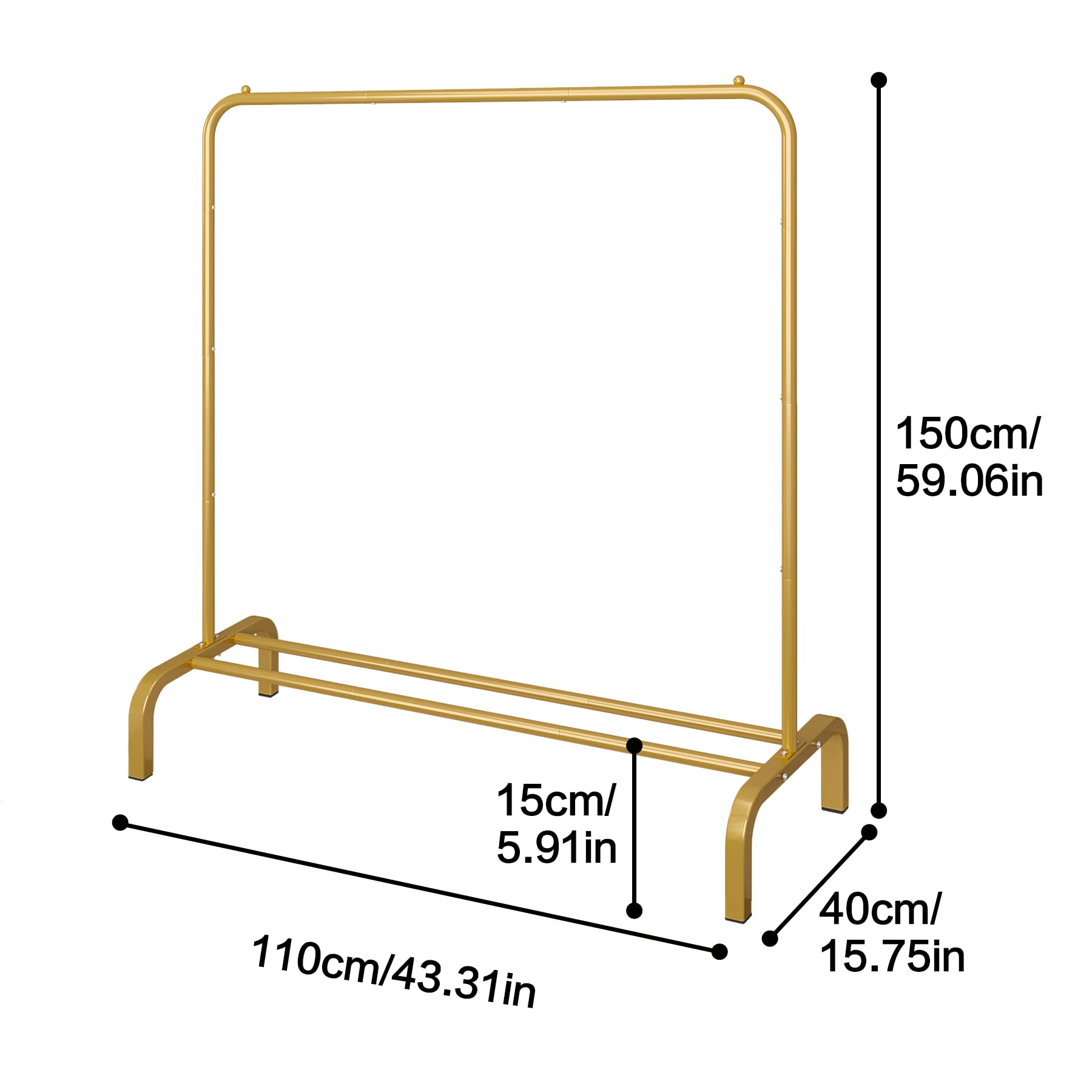 Foto 3 pulgar | Perchero Jiuyotree de Metal de 110 cm con Estante Inferior Dorado - Venta Internacional