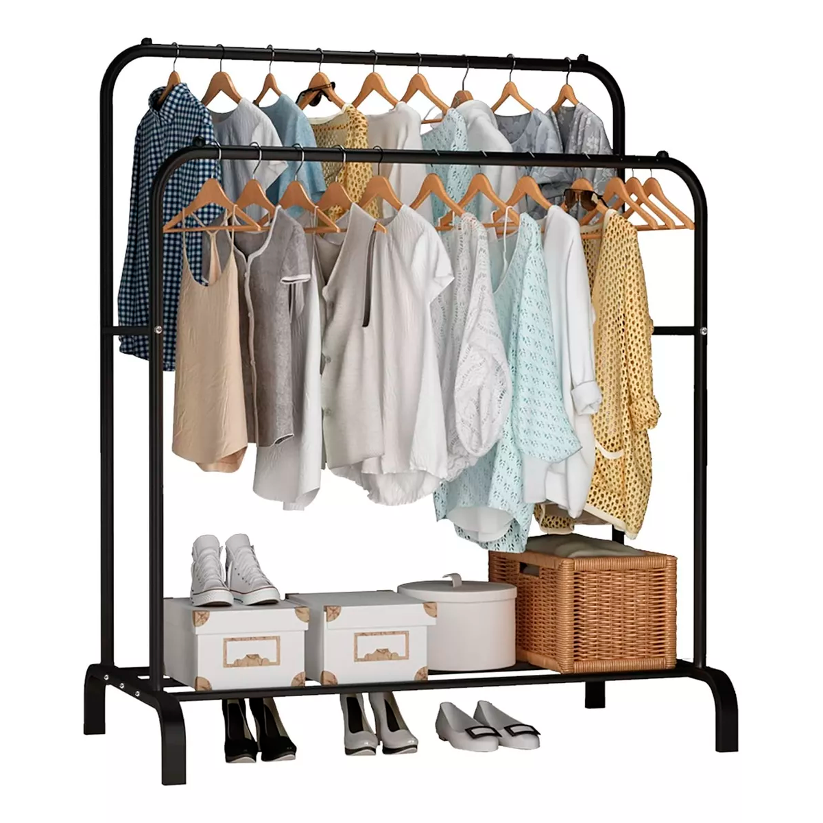 Foto 1 | Rack Metálico Armable Green Apple para Ropa Negro 147 x 110 x 42 cm