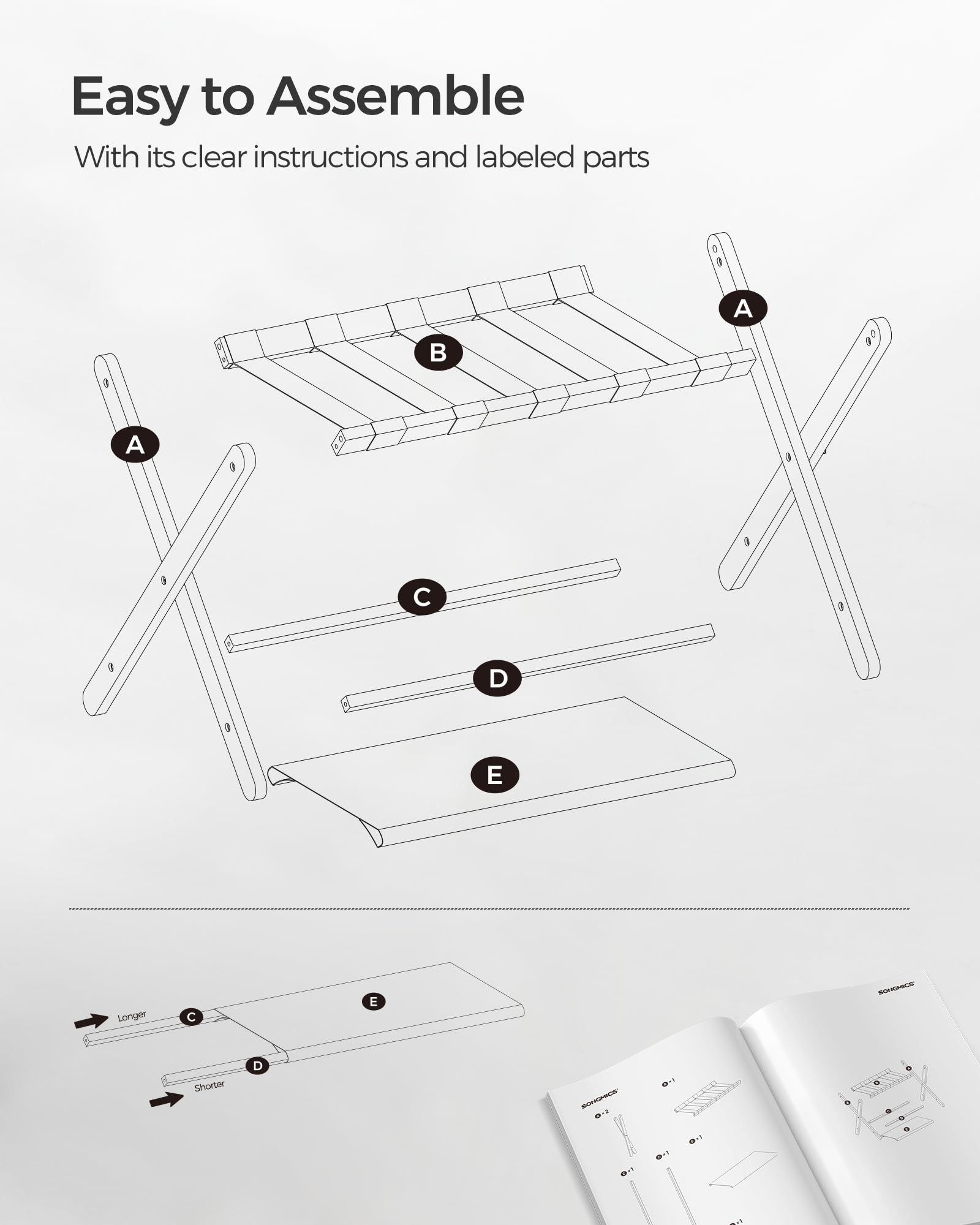 Foto 7 pulgar | Soporte Plegable Para Maletas Songmics Con Estante De Almacenamiento