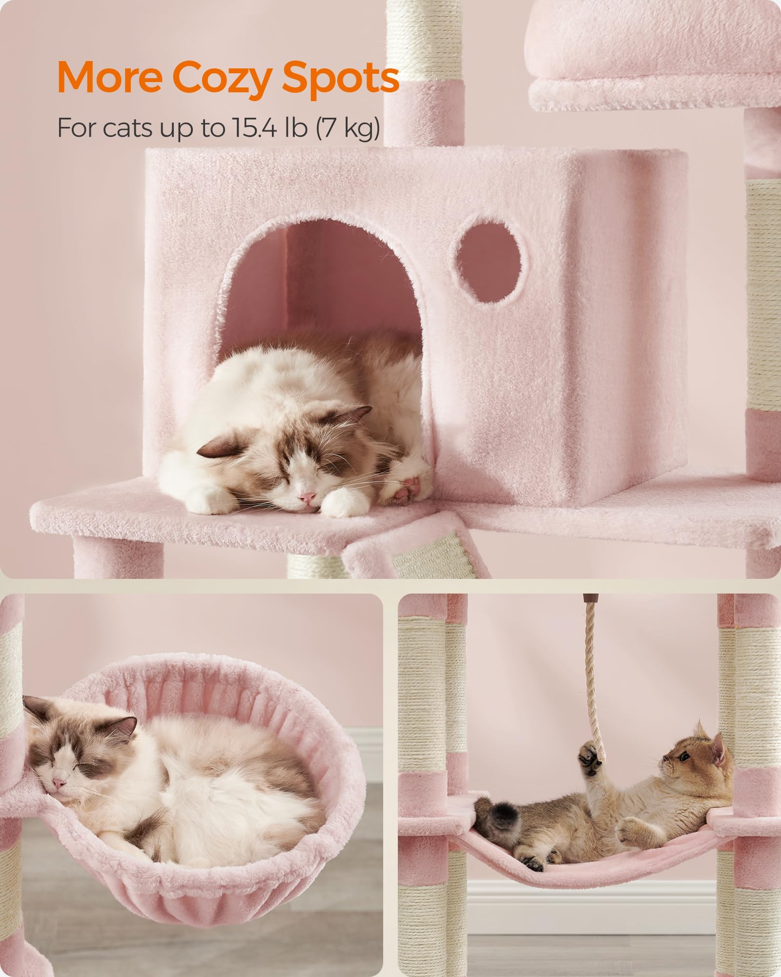 Foto 5 pulgar | Árbol Para Gatos Feandrea Jelly Pink Upct190p01 206 Cm Con 13 Postes