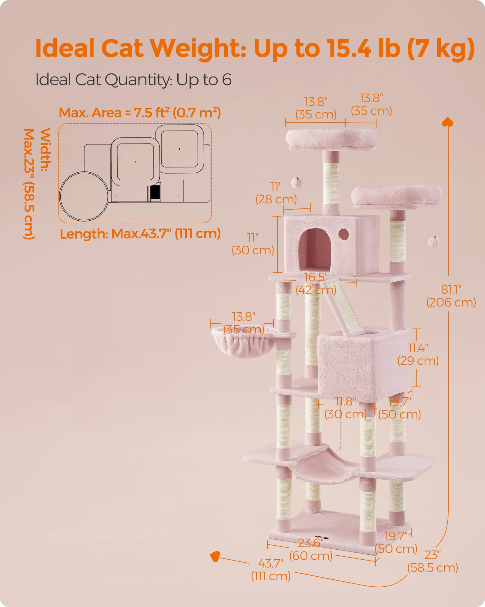 Foto 6 | Árbol Para Gatos Feandrea Jelly Pink Upct190p01 206 Cm Con 13 Postes