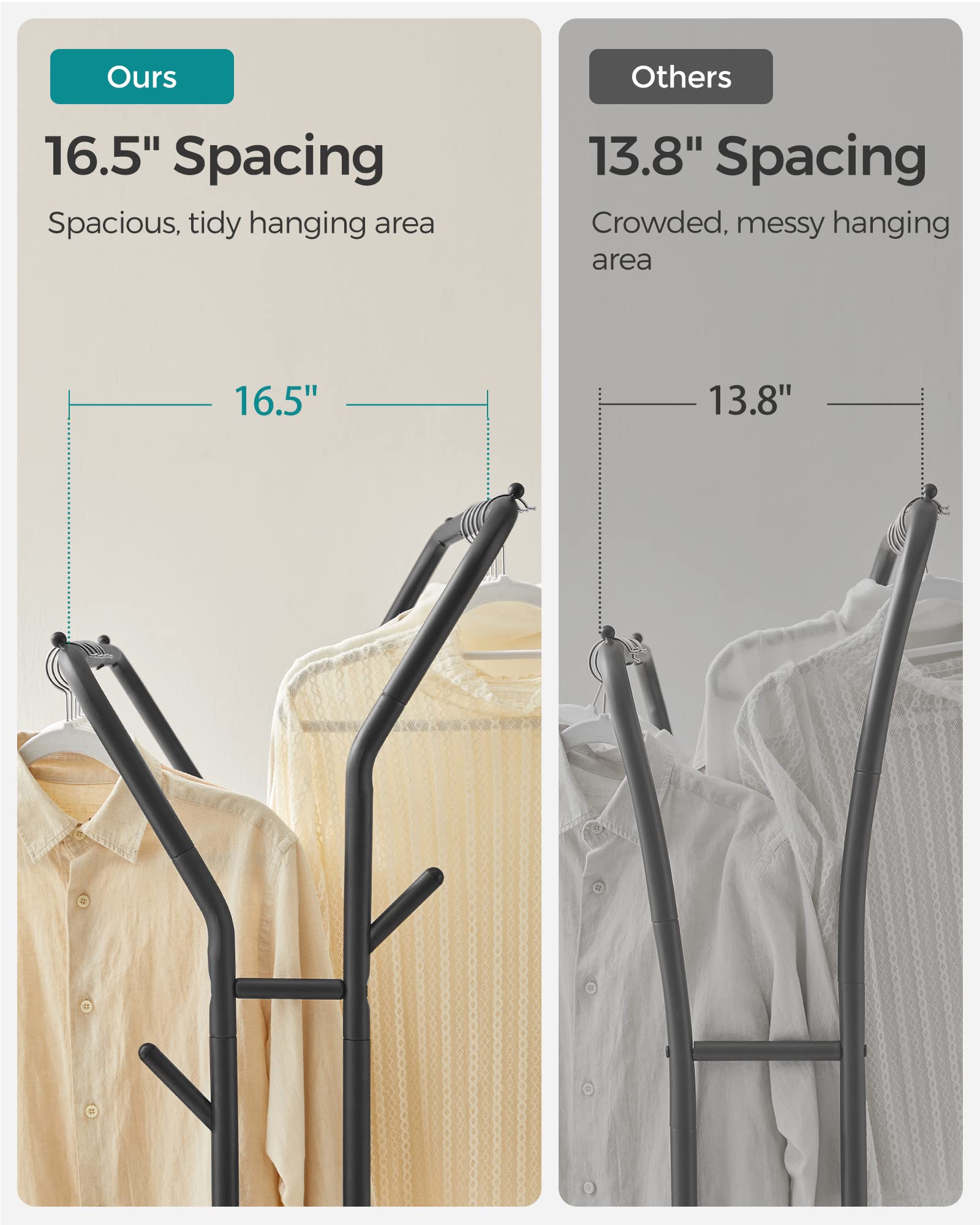 Foto 5 pulgar | Perchero Songmics De Doble Varilla Con Ruedas De 100 Kg De Capacidad, Negro - Venta Internacional.